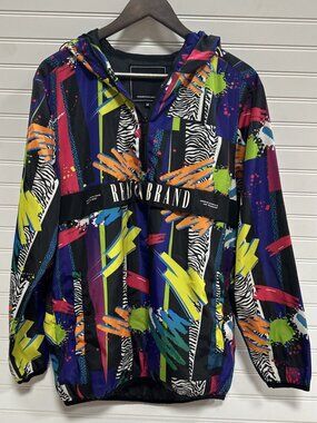 REASON RSN Brand Windbreaker Nylon Colorful 80s 90s Style Multicolor Mens Sz M